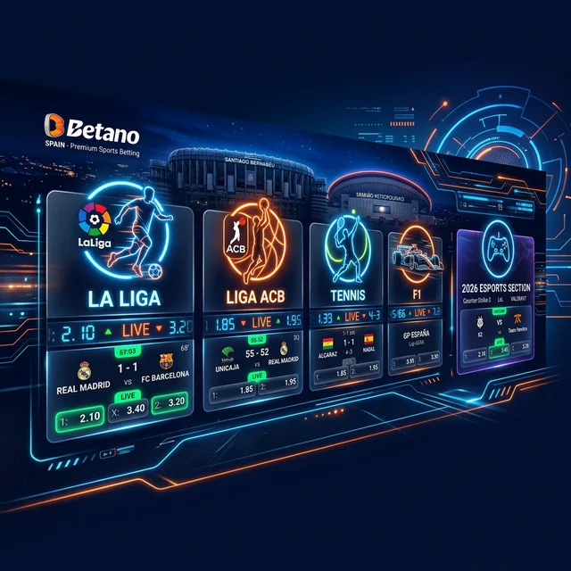 Sección de apuestas deportivas Betano España — fútbol, tenis, baloncesto